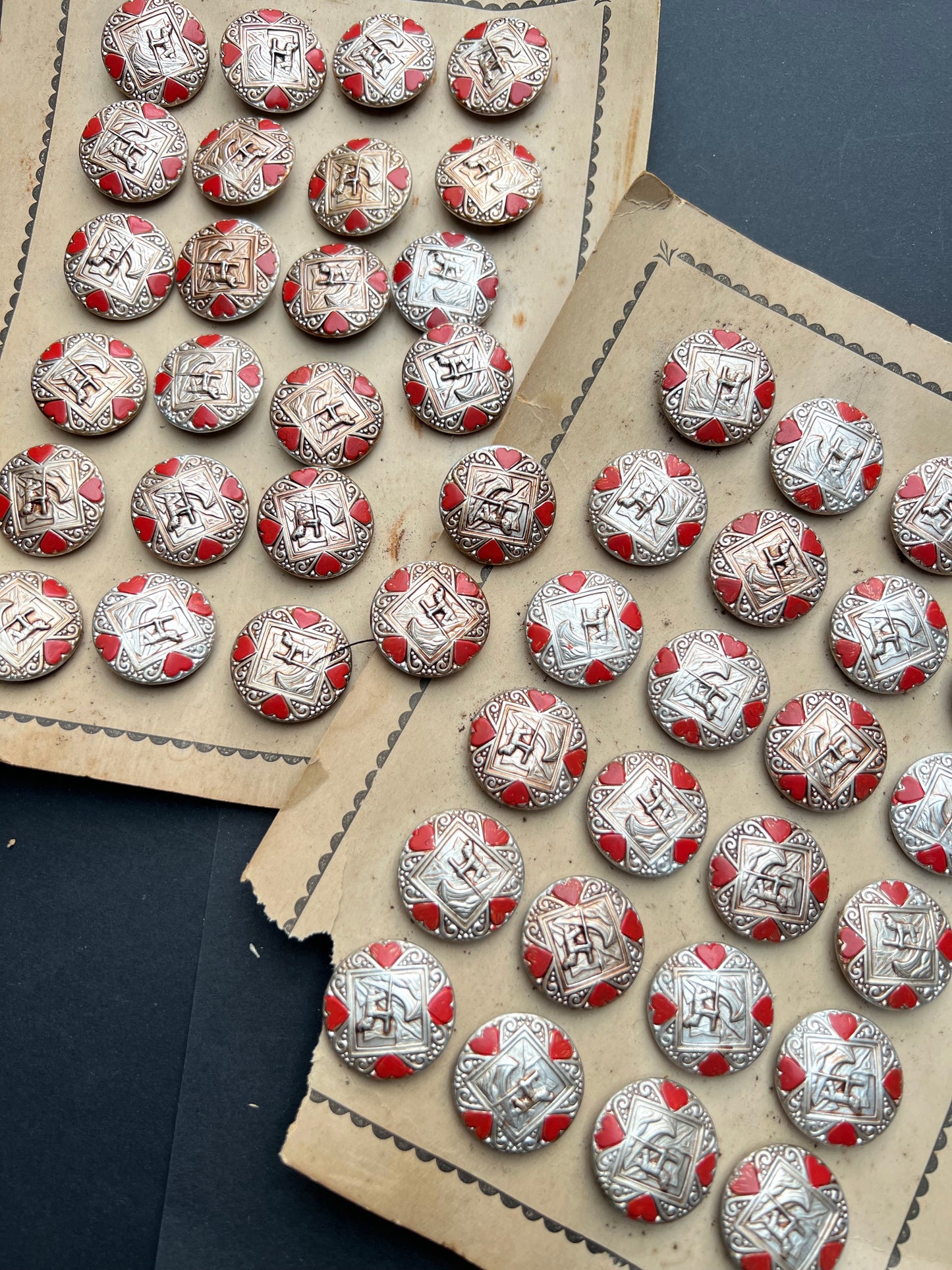 2 Sheets x 24 Vintage Rusty Backed Buttons