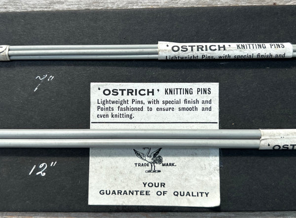 Vintage Sales Reps Sample Board of Ostrich Knitting Pins