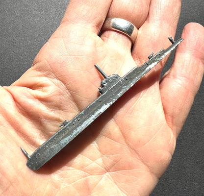 1940s CRESCENT Made in England 8.5cm Metal Submarine Model for WW2 Strategy Planning