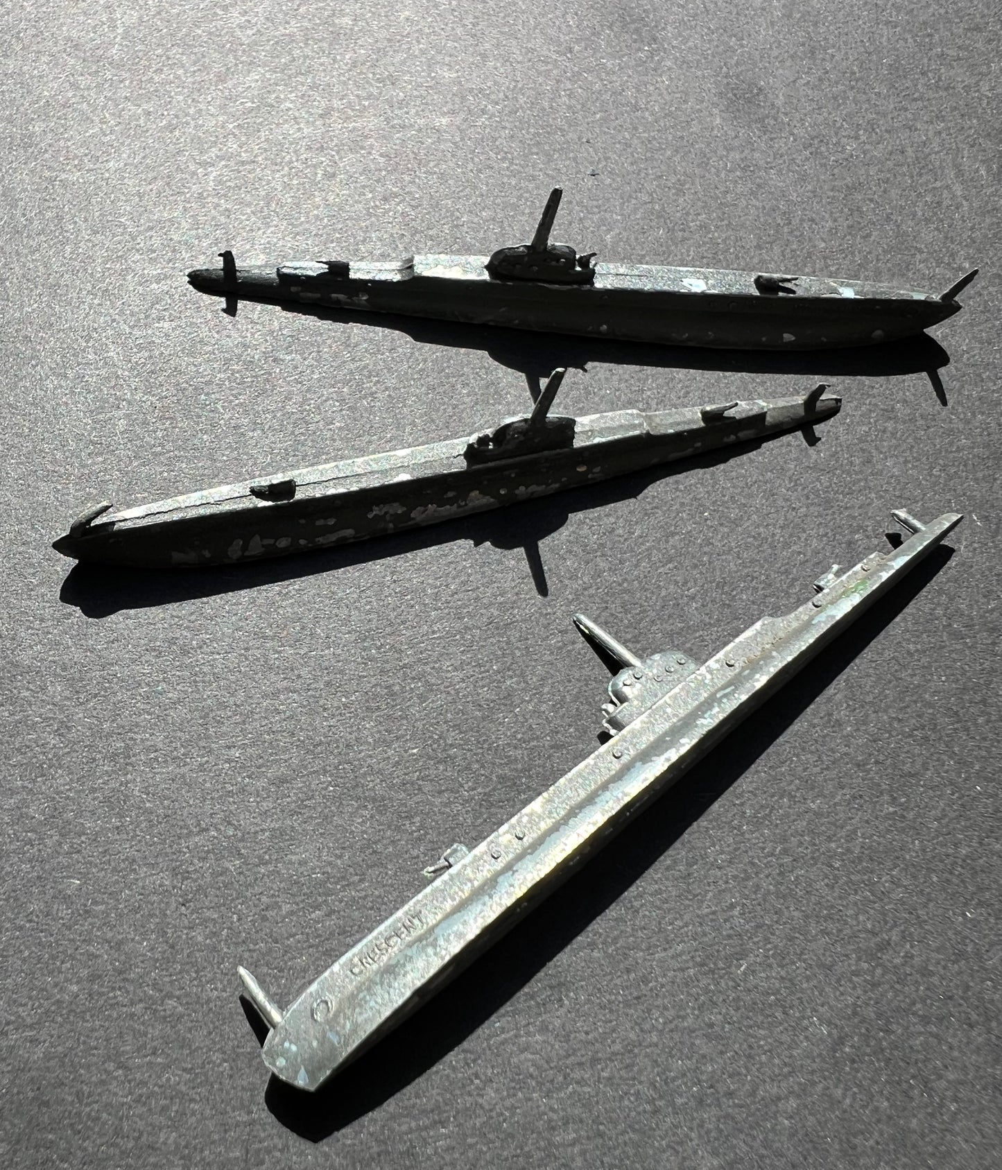 1940s CRESCENT Made in England 8.5cm Metal Submarine Model for WW2 Strategy Planning