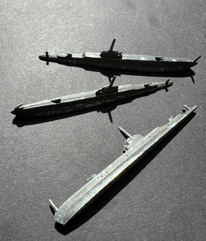 1940s CRESCENT Made in England 8.5cm Metal Submarine Model for WW2 Strategy Planning