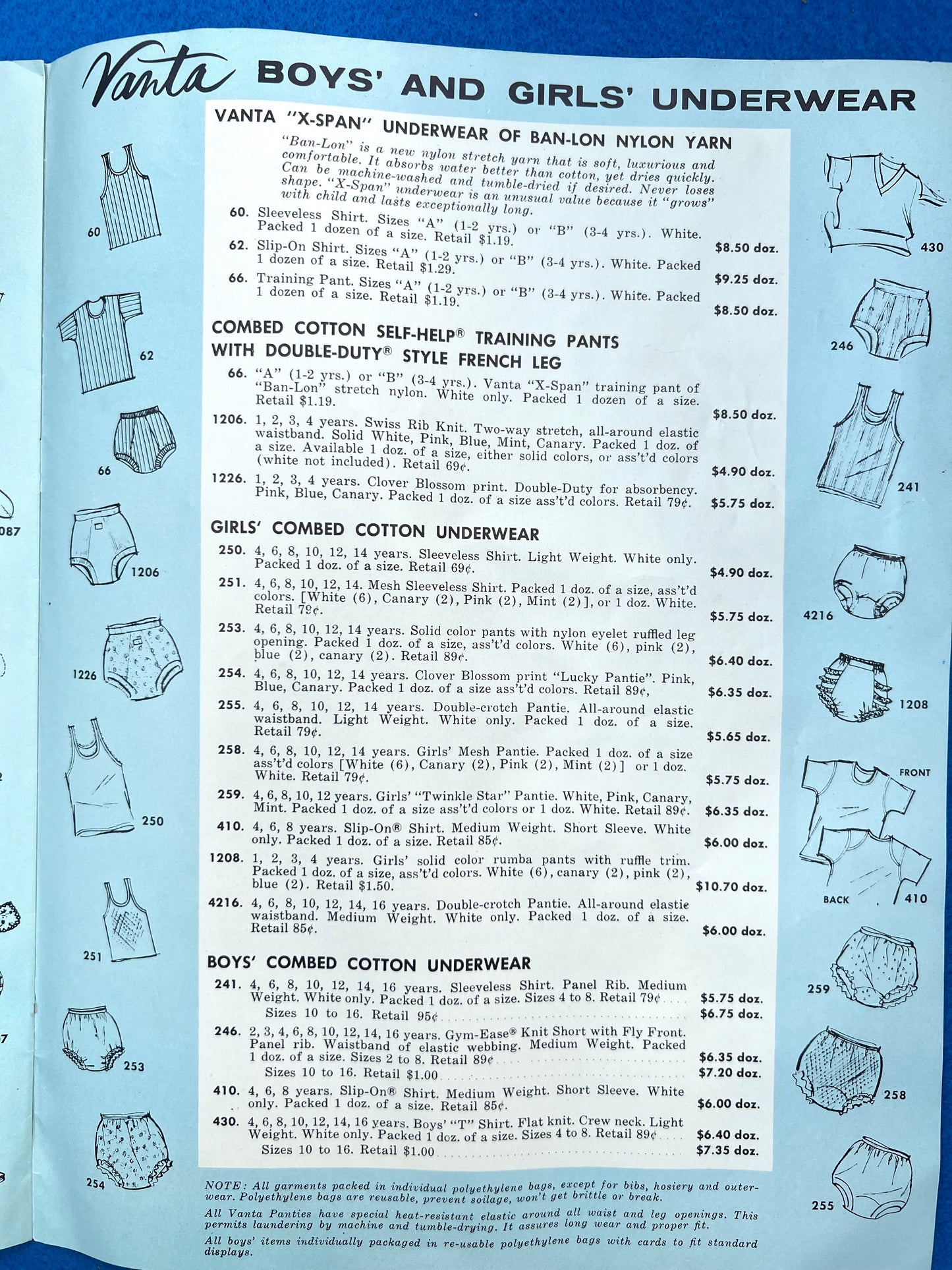 1956 American Price List for Babies Clothes