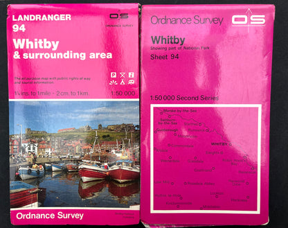 1976, 1983 or 1989 ORDNANCE SURVEY Map of WHITBY & Surrounding Area Sheet 94.