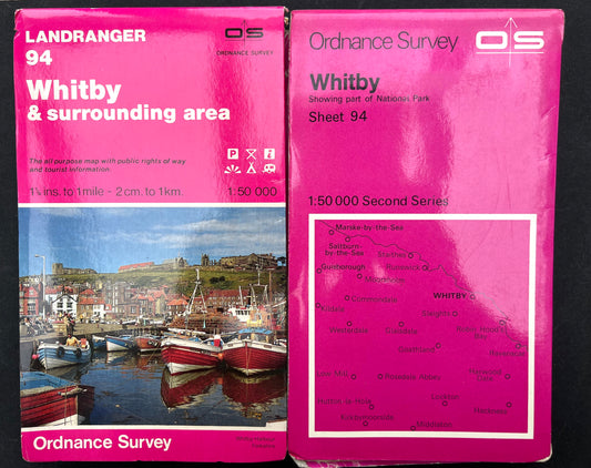 1976, 1983 or 1989 ORDNANCE SURVEY Map of WHITBY & Surrounding Area Sheet 94.