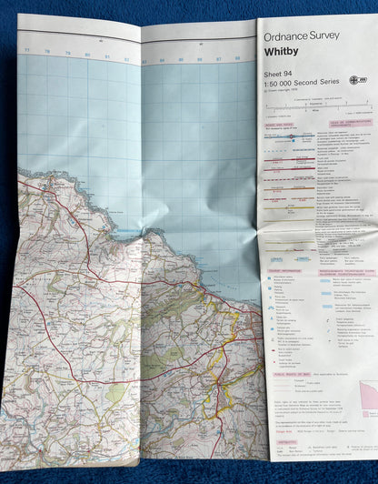 1976, 1983 or 1989 ORDNANCE SURVEY Map of WHITBY & Surrounding Area Sheet 94.