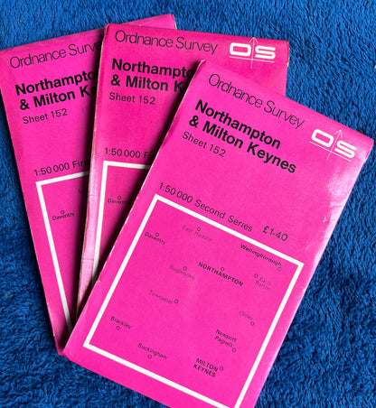 1974, 1979 or 1985 ORDNANCE SURVEY Map of Northampton & Milton Keynes No. 152.