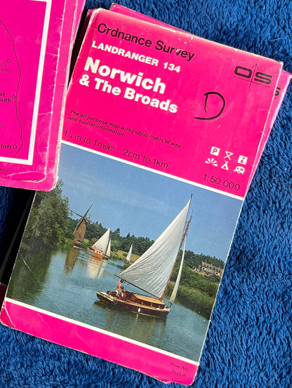 1974, 1980, 1989  or 1993 ORDNANCE SURVEY Map of Norwich & The Broads  Sheet 134