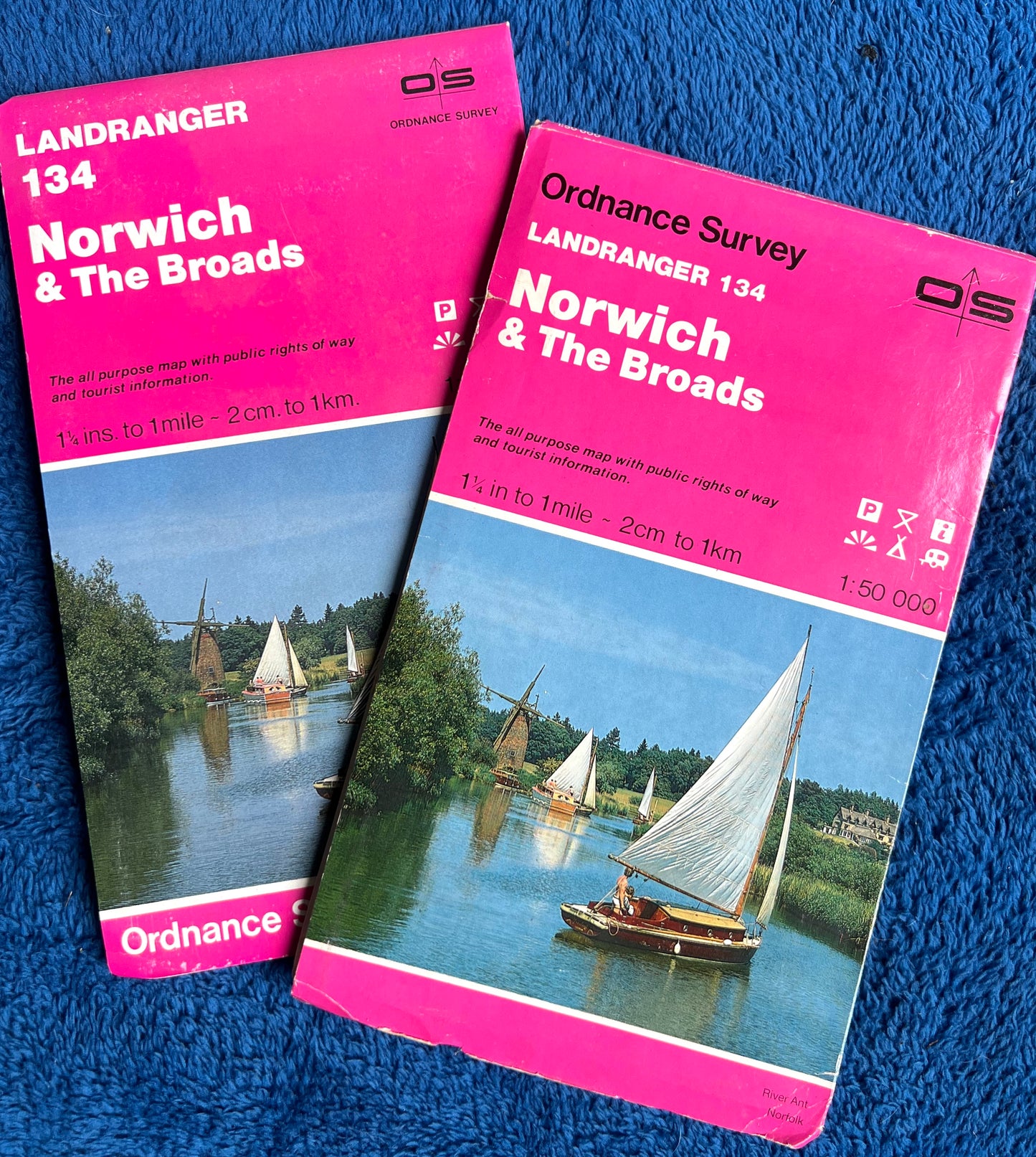 1974, 1980, 1989  or 1993 ORDNANCE SURVEY Map of Norwich & The Broads  Sheet 134