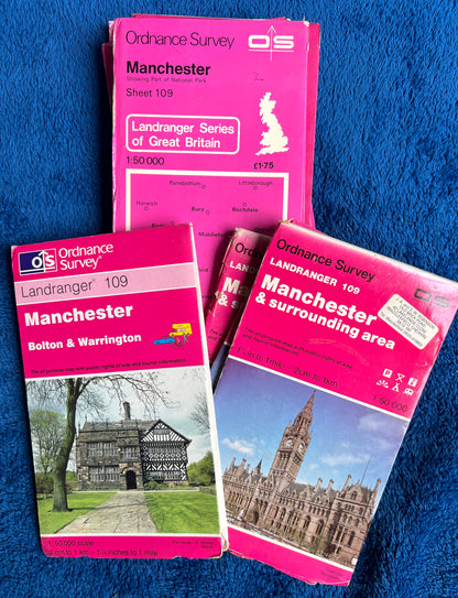 1974, 1979, 1983 or 2000 ORDNANCE SURVEY Map of MANCHESTER & Surrounding Area No. 109