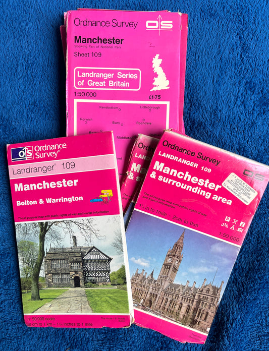1974, 1979, 1983 or 2000 ORDNANCE SURVEY Map of MANCHESTER & Surrounding Area No. 109