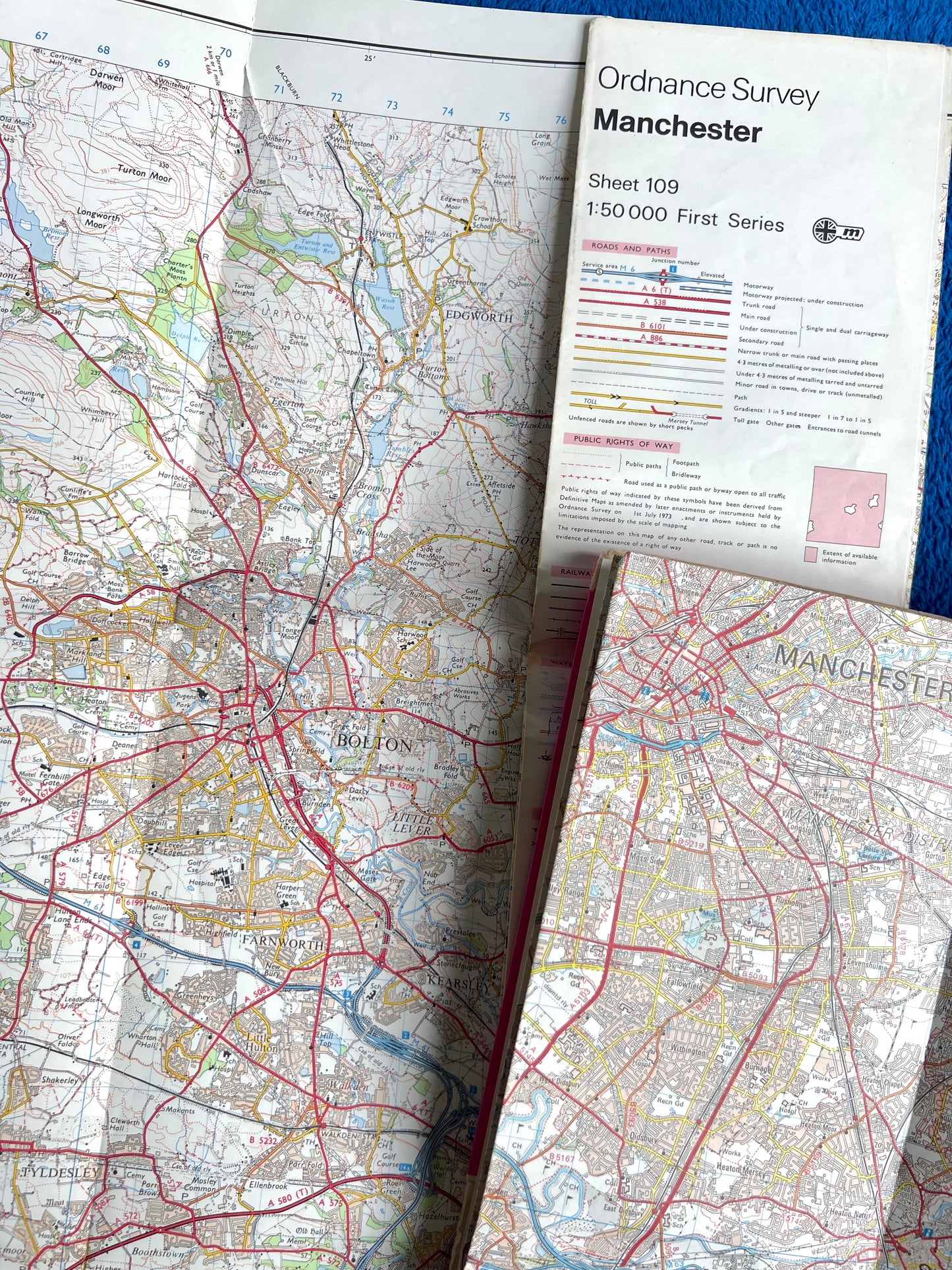 1974, 1979, 1983 or 2000 ORDNANCE SURVEY Map of MANCHESTER & Surrounding Area No. 109