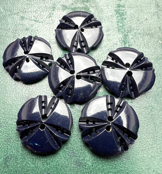 6 or 24 Blue-Black 1.5cm Vintage Buttons