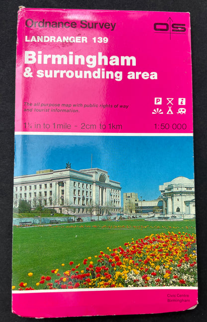 1974, 1987, 1994, or 2001 ORDNANCE SURVEY Map of BIRMINGHAM & Surrounding Area. SHEET 139.