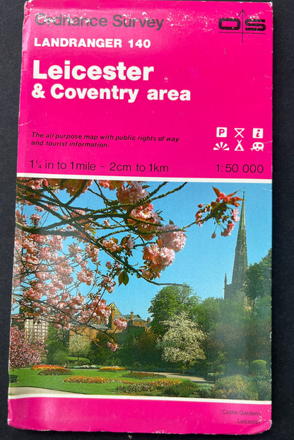 1974 or 1984 ORDNANCE SURVEY Map of LEICESTER & COVENTRY No. 140.