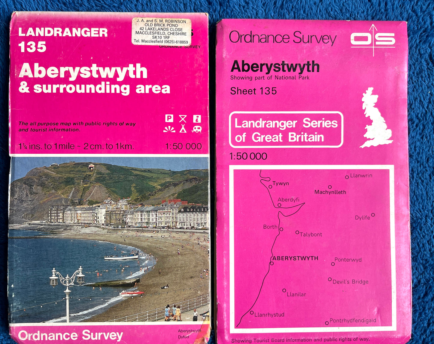 1974, 1980 or 1986 ORDNANCE SURVEY Map of ABERYSTWYTH & Surrounding Area. SHEET 135.
