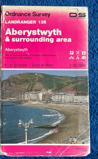 1974, 1980 or 1986 ORDNANCE SURVEY Map of ABERYSTWYTH & Surrounding Area. SHEET 135.