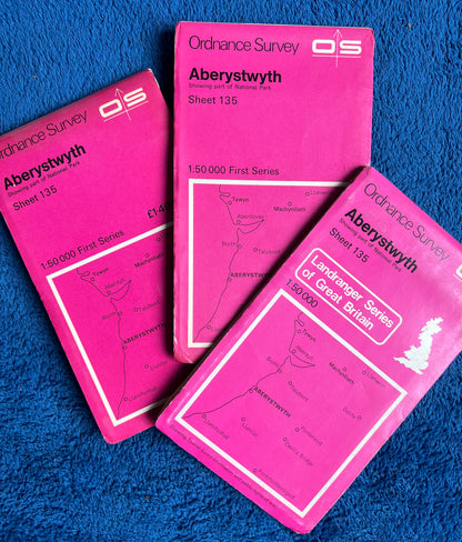 1974, 1980 or 1986 ORDNANCE SURVEY Map of ABERYSTWYTH & Surrounding Area. SHEET 135.