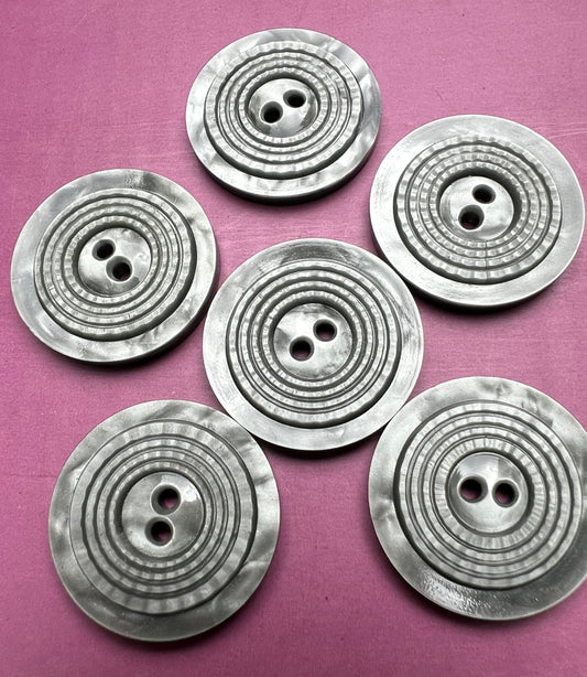 6 Mid Century Metallic Grey French 2.2cm  Buttons