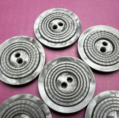 6 Mid Century Metallic Grey French 2.2cm  Buttons