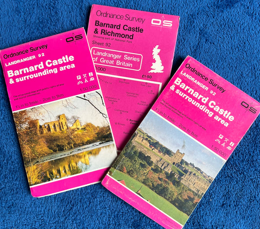 1984 ORDNANCE SURVEY Map of BARNARD CASTLE and Surrounding Area. SHEET 92.