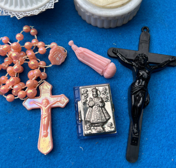 Pieces of Vintage Catholic Kitsch with Brooch