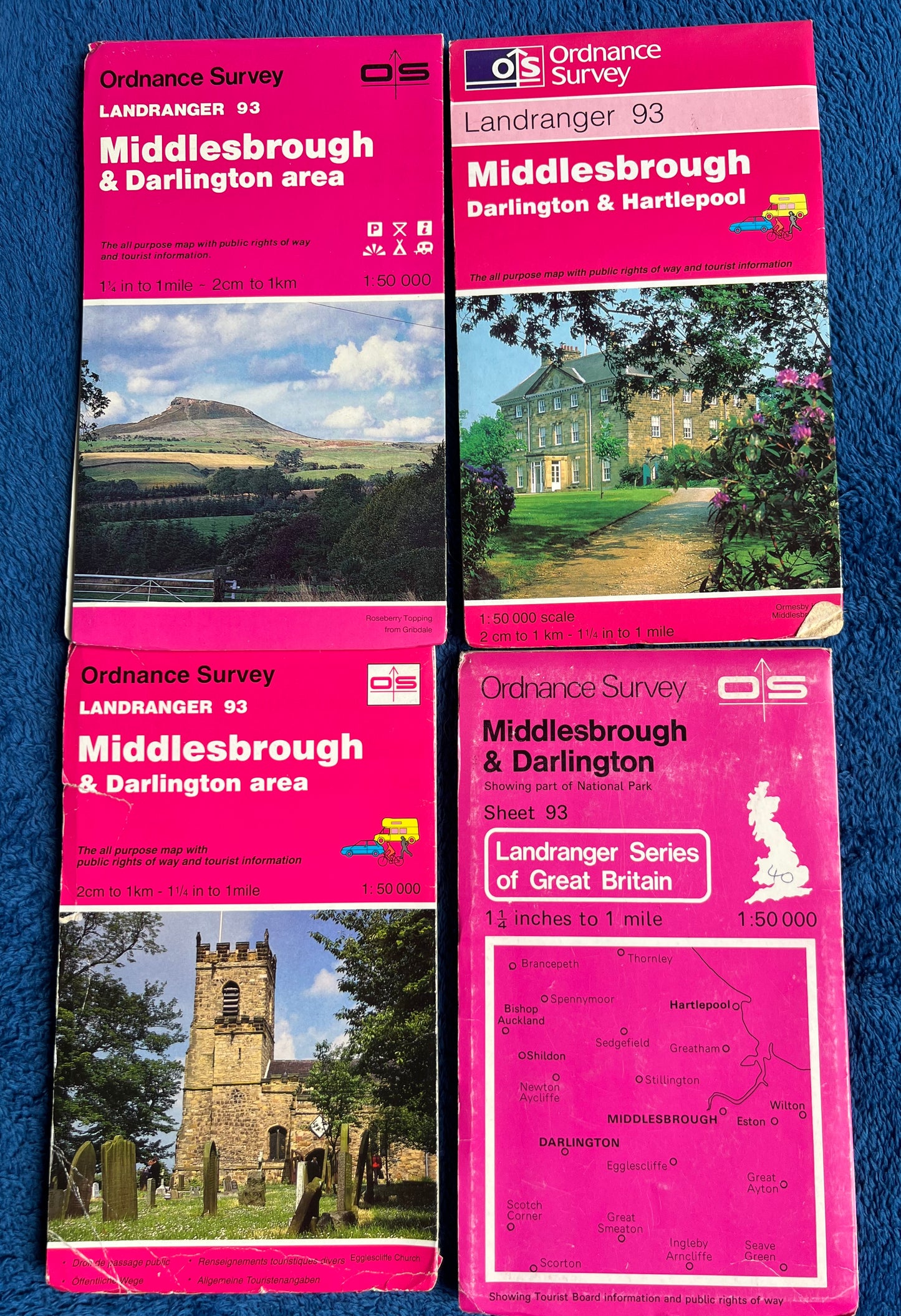 1983, 1985, 1991, 1995, or 1997 ORDNANCE SURVEY Map of MIDDLESBROUGH & DARLINGTON and Surrounding Area. SHEET 93.
