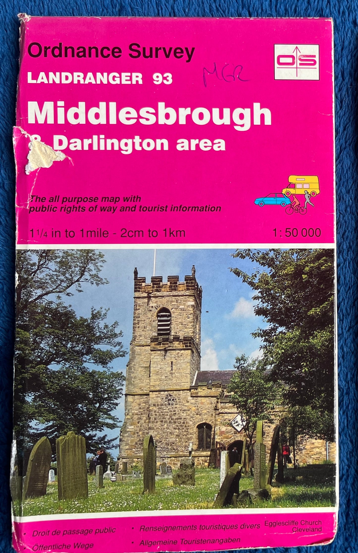1983, 1985, 1991, 1995, or 1997 ORDNANCE SURVEY Map of MIDDLESBROUGH & DARLINGTON and Surrounding Area. SHEET 93.
