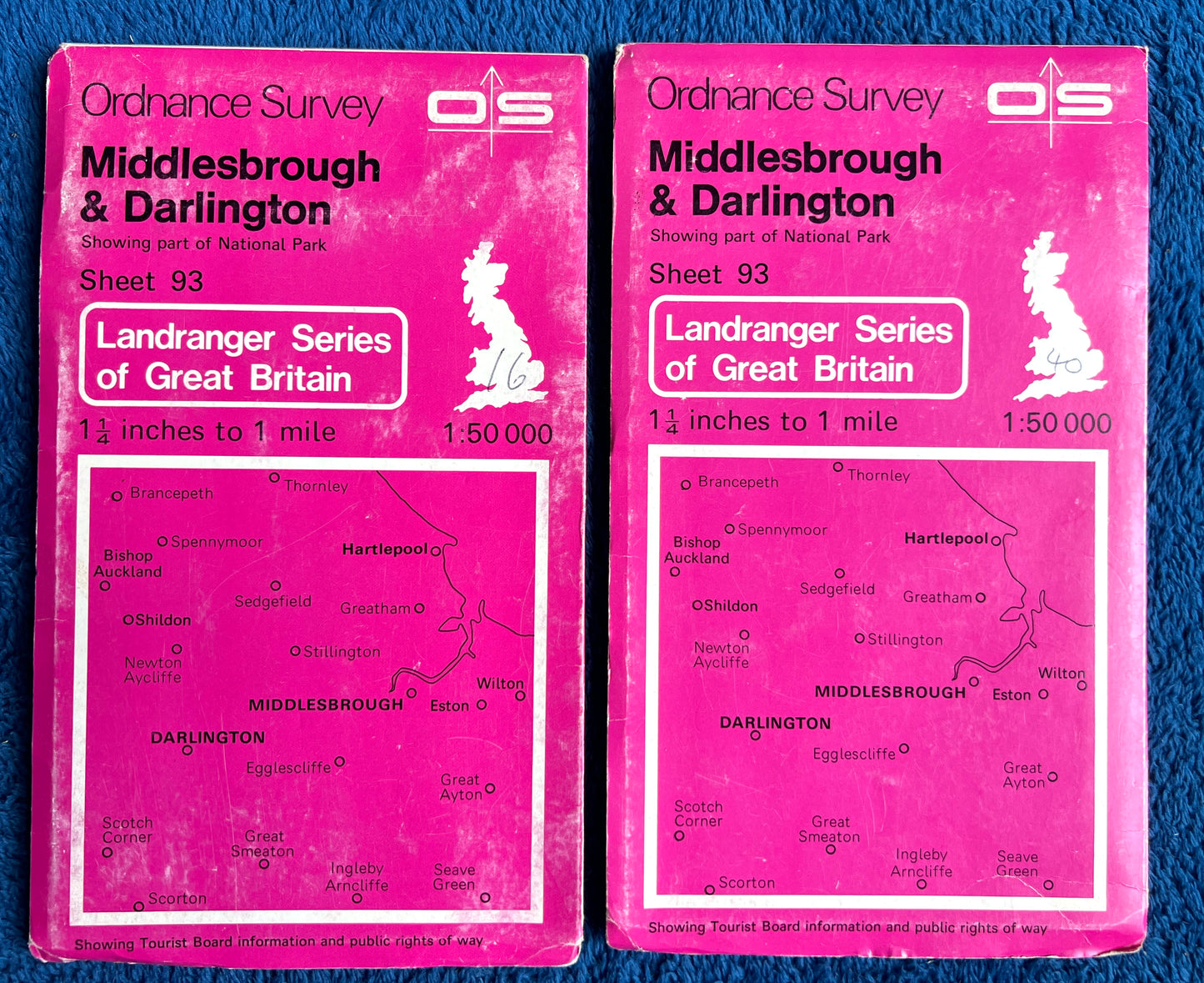 1983, 1985, 1991, 1995, or 1997 ORDNANCE SURVEY Map of MIDDLESBROUGH & DARLINGTON and Surrounding Area. SHEET 93.