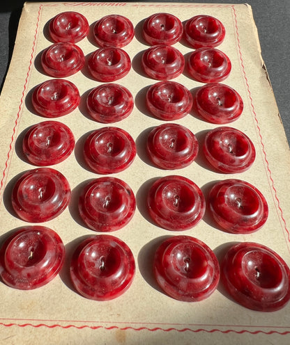 24 Red + Maroon Marbled Italian 2.2cm Buttons