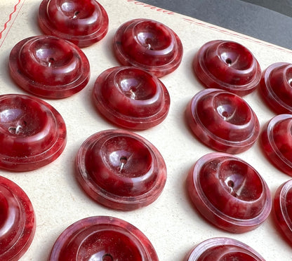 24 Red + Maroon Marbled Italian 2.2cm Buttons