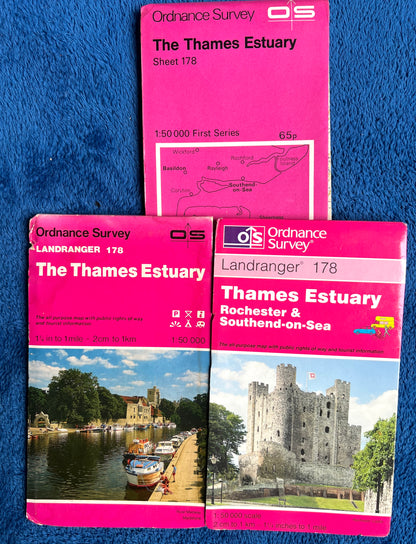 1974 to 1999 ORDNANCE SURVEY Map of THE THAMES ESTUARY SHEET 178