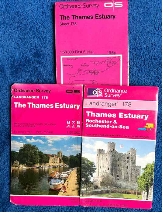 1974 to 1999 ORDNANCE SURVEY Map of THE THAMES ESTUARY SHEET 178