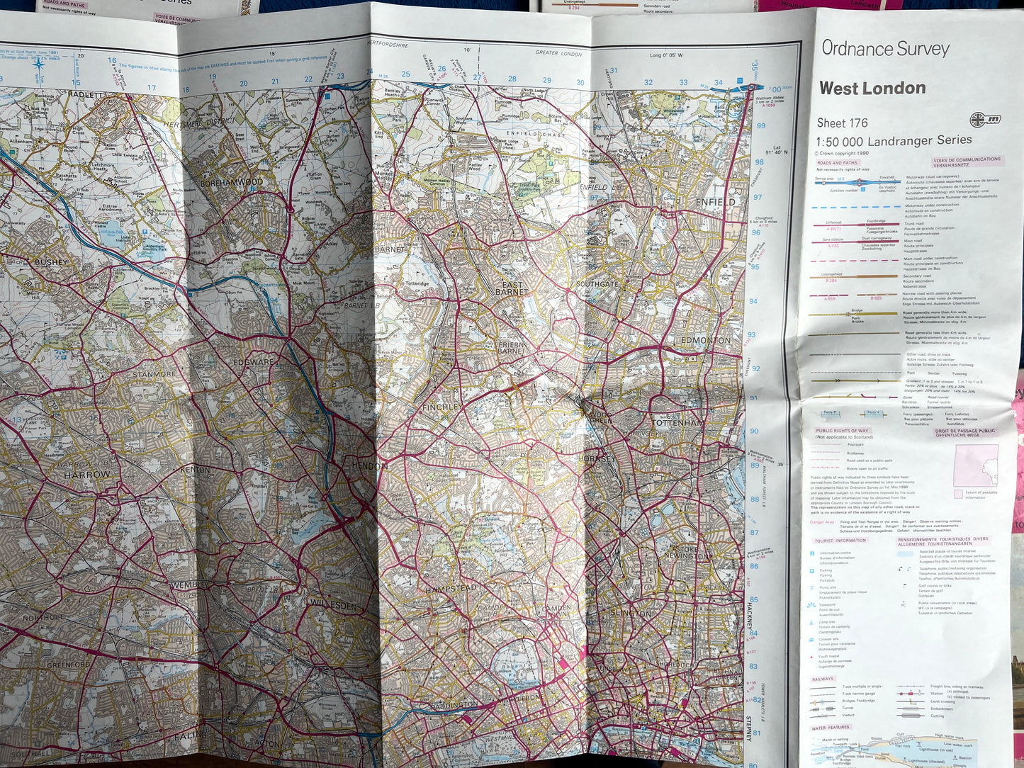 1974 -  1995 ORDNANCE SURVEY Maps of WEST LONDON SHEET 176