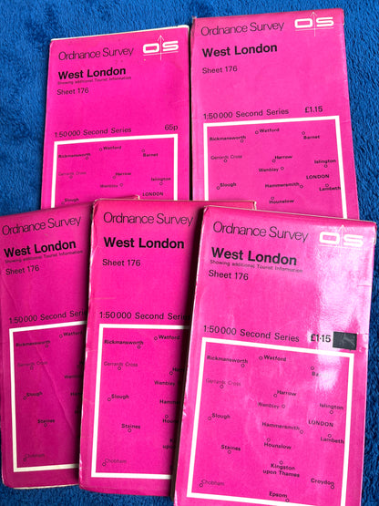 1974 -  1995 ORDNANCE SURVEY Maps of WEST LONDON SHEET 176