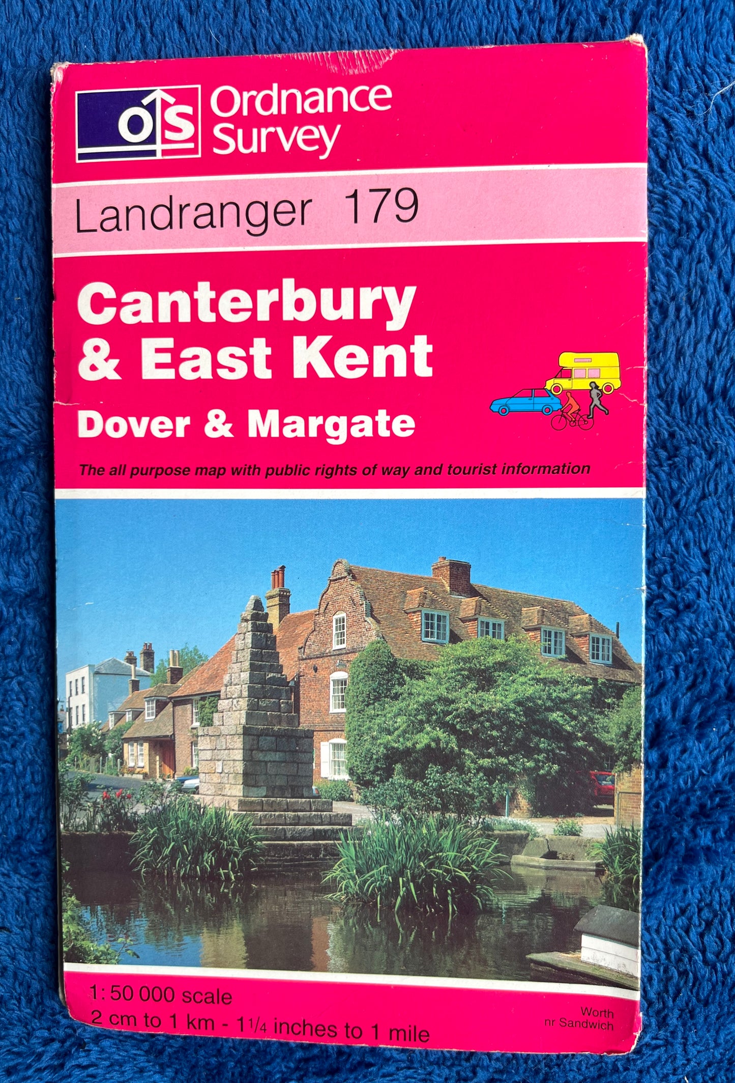 1970s - 90s Ordnance Survey Map of CANTERBURY + EAST KENT  1.25" to 1 Mile