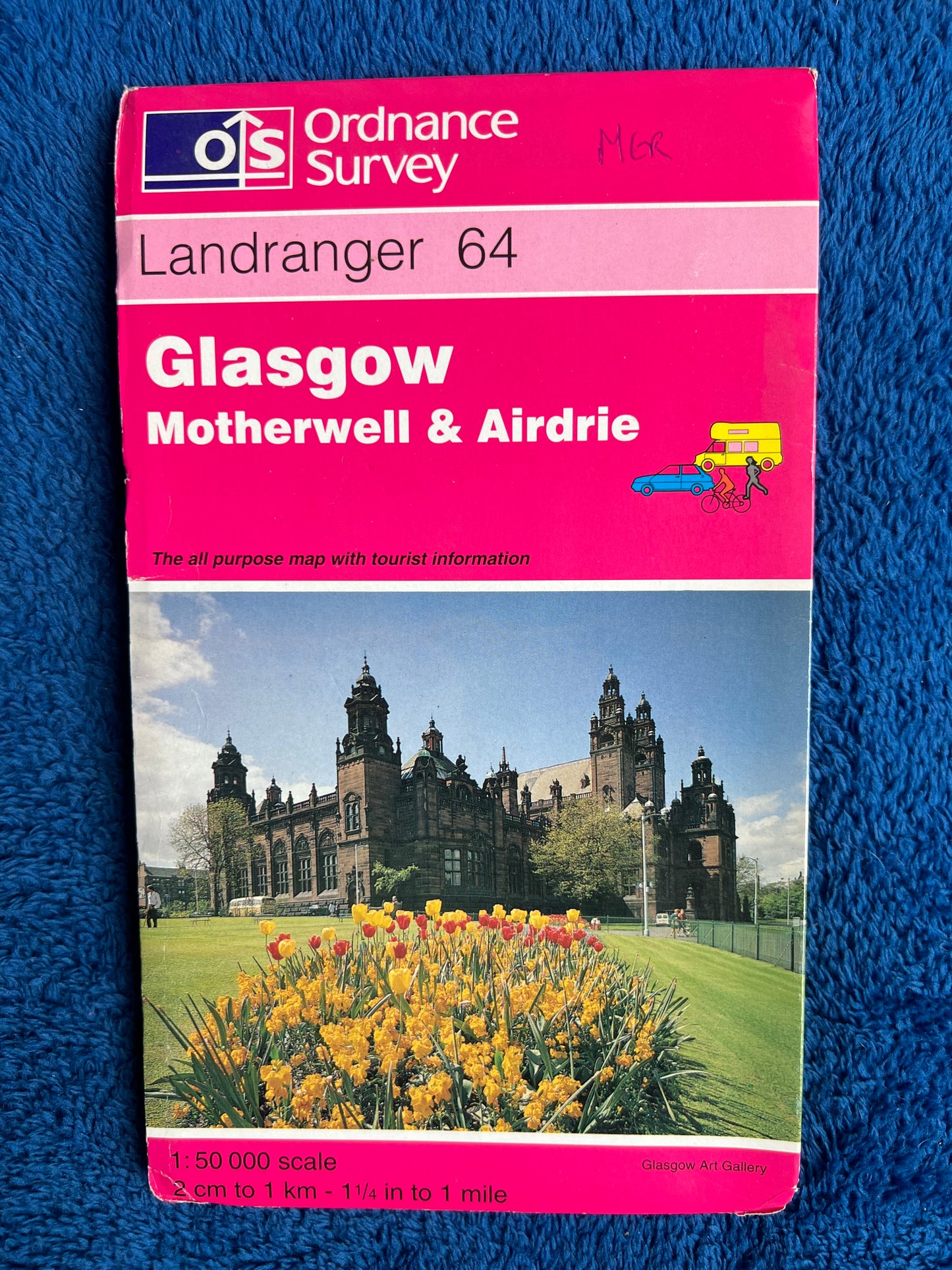 1980s + 90s Ordnance Survey Map of GLASGOW, MOTHERWELL + AIRDRIE  1.25" to 1 Mile