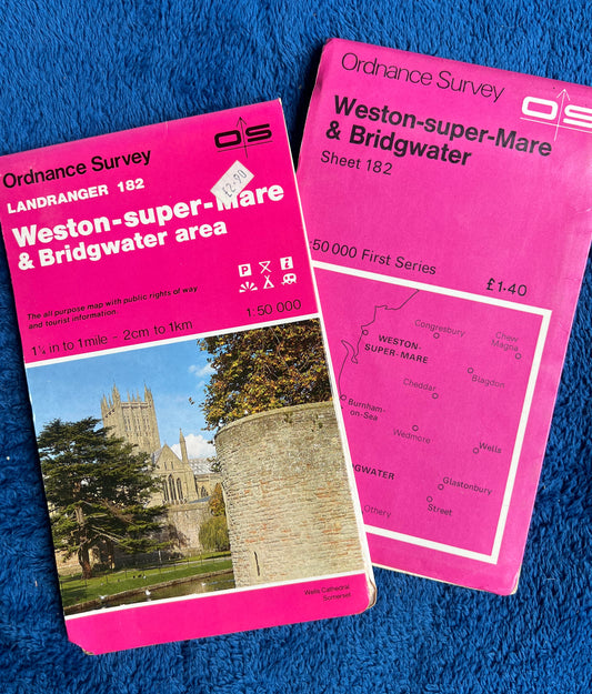 1970s + 80s Ordnance Survey Map of WESTON-SUPER-MARE & BRIDGEWATER AREA  1.25" to 1 Mile