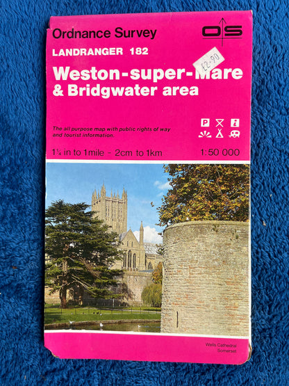1970s + 80s Ordnance Survey Map of WESTON-SUPER-MARE & BRIDGEWATER AREA  1.25" to 1 Mile