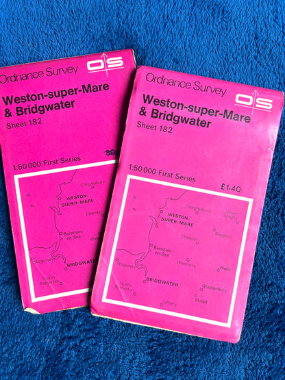 1970s + 80s Ordnance Survey Map of WESTON-SUPER-MARE & BRIDGEWATER AREA  1.25" to 1 Mile