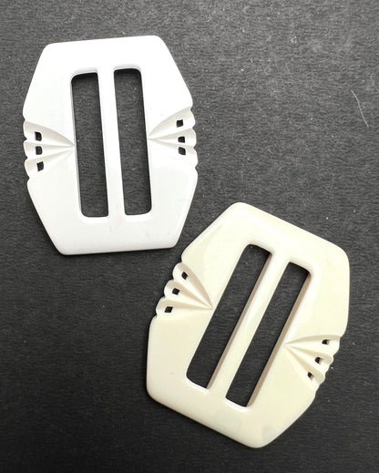 Lively 1940s French 6cm Belt Buckle Pure or Cream White for up to 4cm Belt