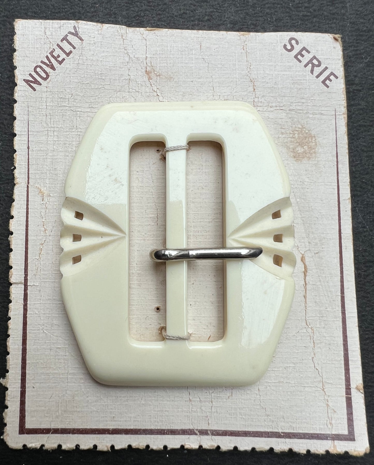 Lively 1940s French 6cm Belt Buckle Pure or Cream White for up to 4cm Belt