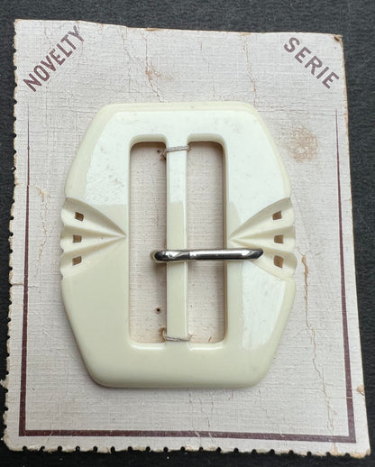 Lively 1940s French 6cm Belt Buckle Pure or Cream White for up to 4cm Belt