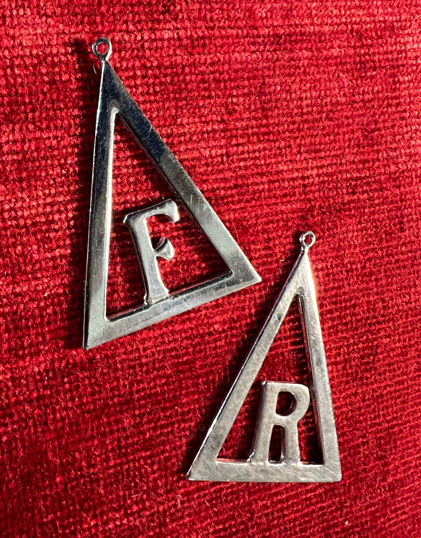 1940s Chrome Initial 4.5cm Letter Pendants F or R