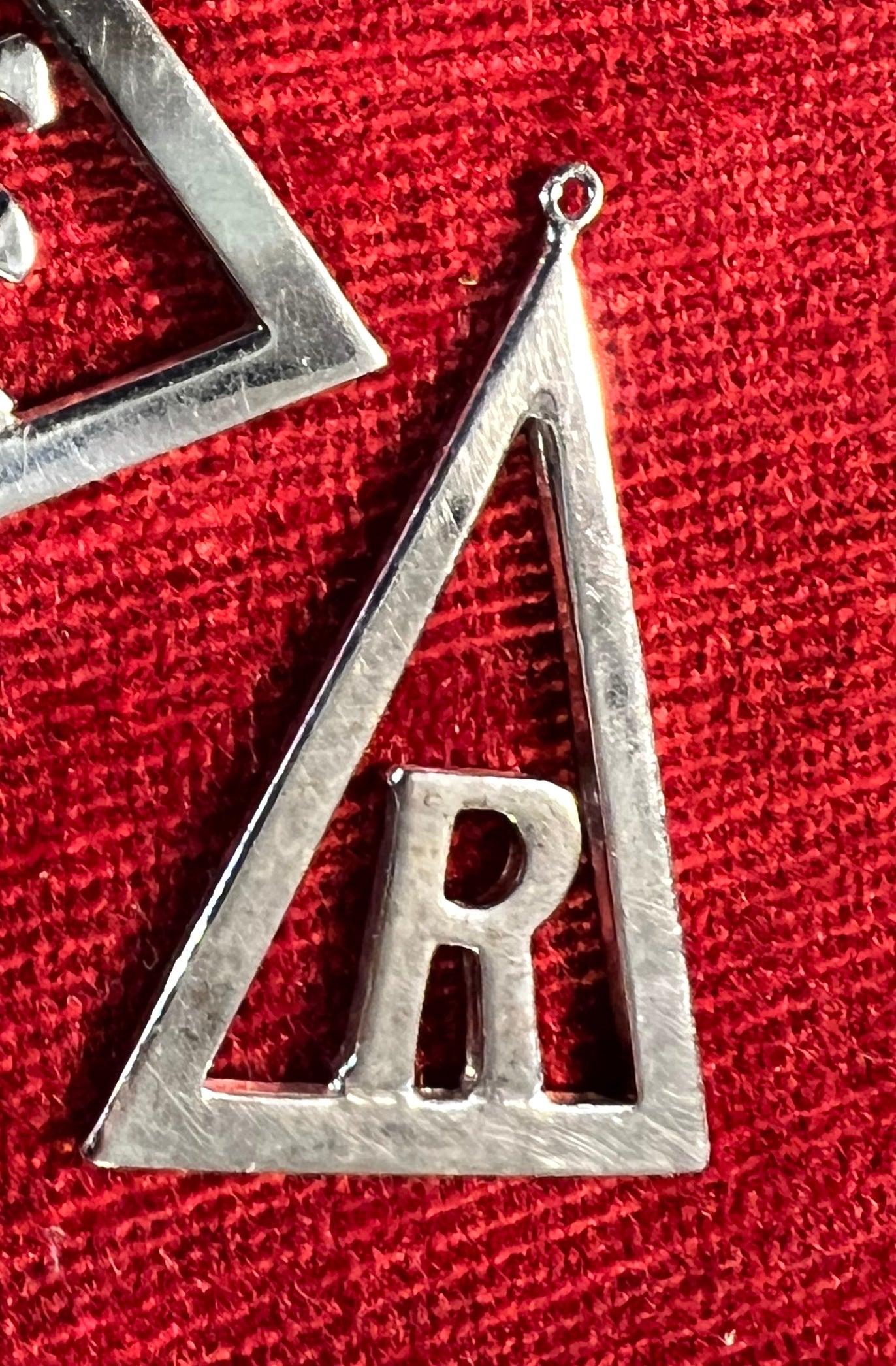 1940s Chrome Initial 4.5cm Letter Pendants F or R