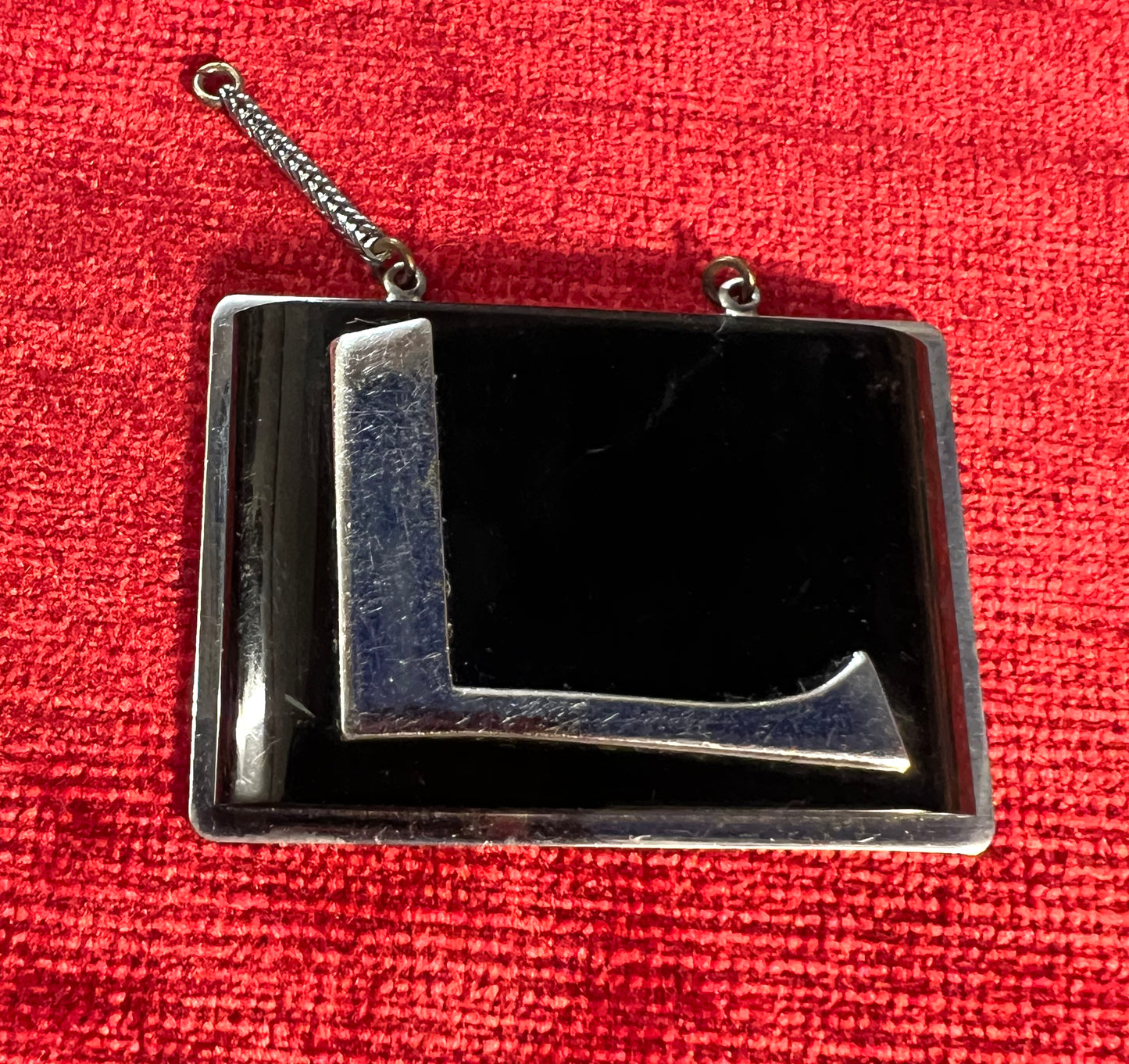 1930s/40s Chrome Initial "L" 5cm Pendant