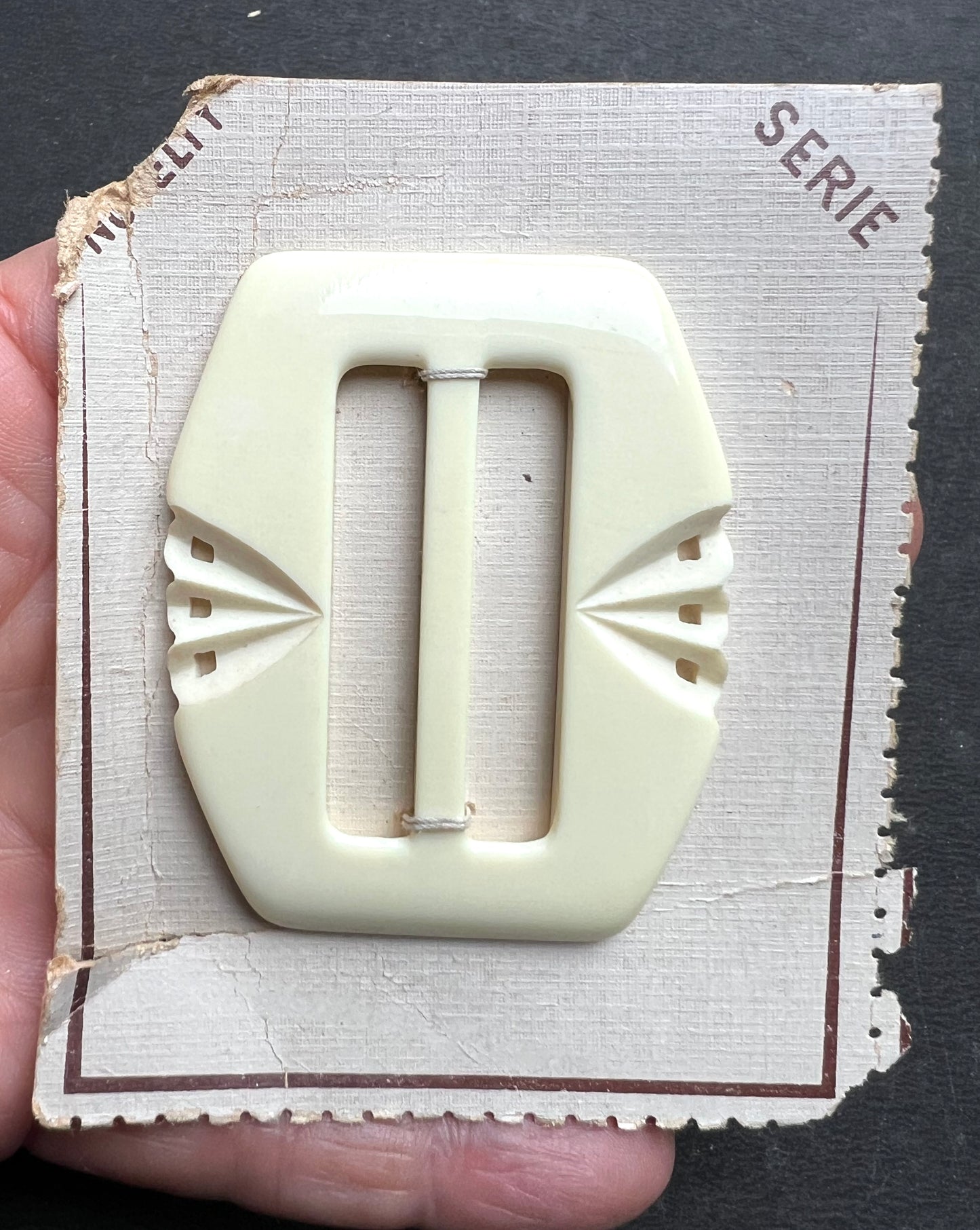 Lively 1940s French 6cm Belt Buckle Pure or Cream White for up to 4cm Belt