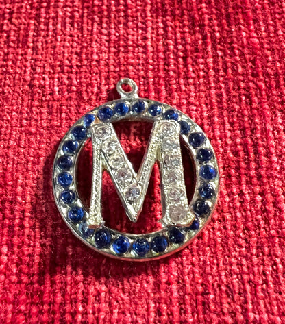 1930s/40s Little Diamante "M" 2.2cm Pendant