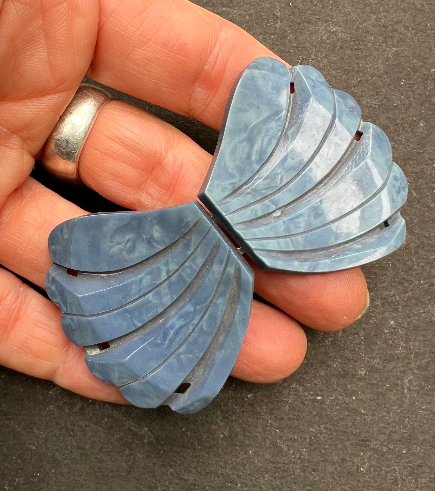 French Deco Petrol Blue 2 Part 7.5cm Buckle for 3cm Belt