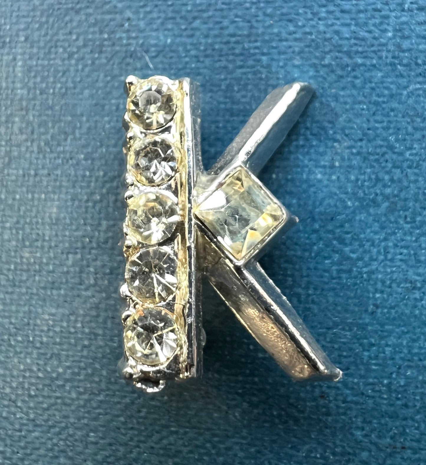 1940s Sparkly Diamante Initial Letter Brooches F, G, H, K, M  and N