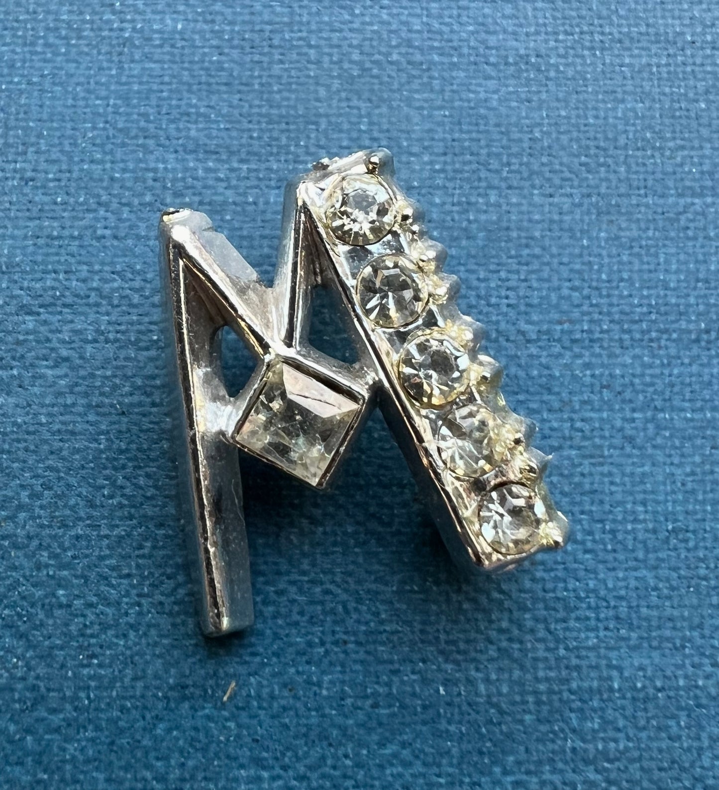 1940s Sparkly Diamante Initial Letter Brooches F, G, H, K, M  and N